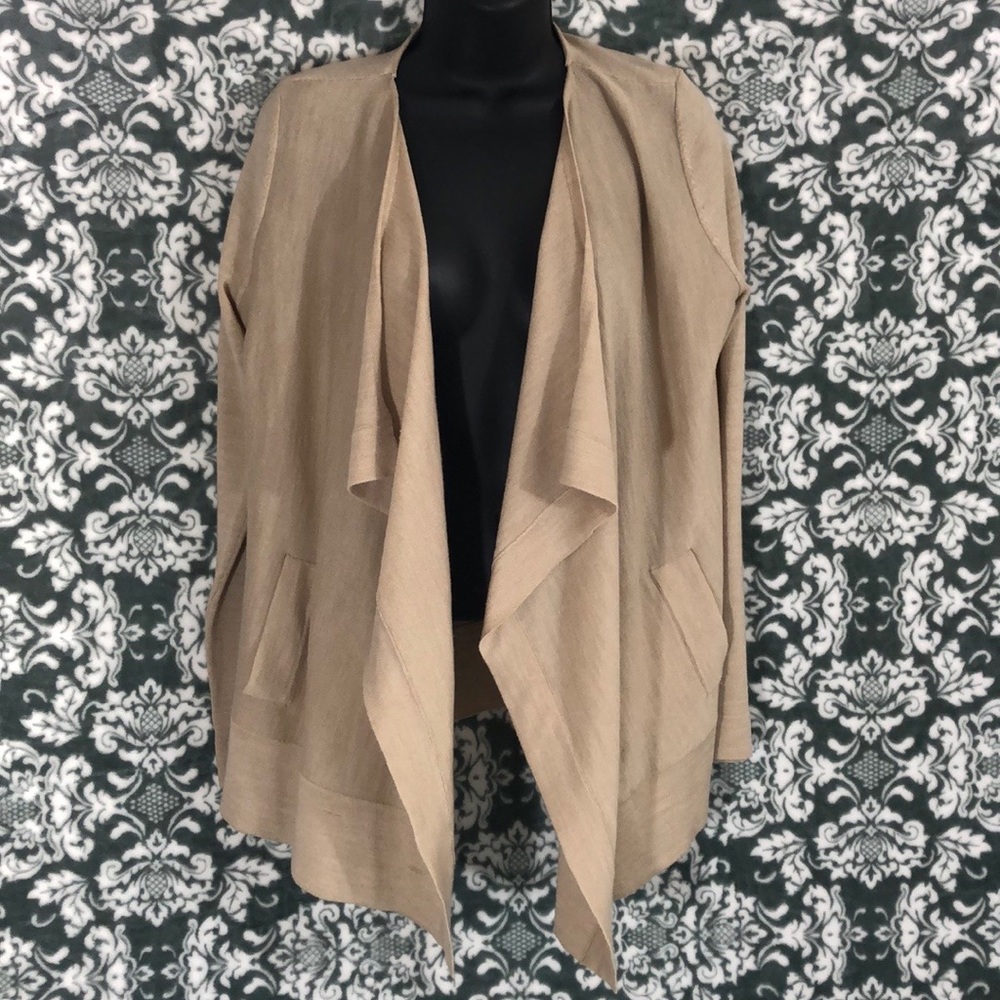 LOFT Open Front Lightweight Oatmeal Cardigan Sz M
